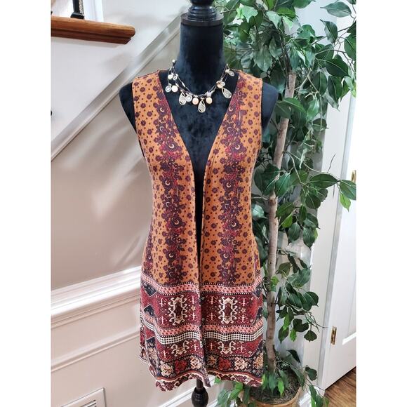 Est. 1946 Women Brown Polyester Sleeveless Casual Open Front Vest Size Large - Picture 10 of 12